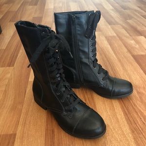 8” black boots with side zip up